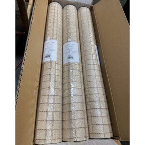 NEW Serena & Lily Jute Windowpane Wallcovering-Metallic Natural